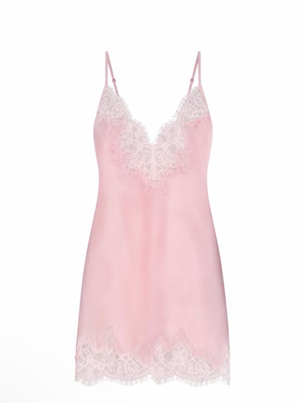 SKIMS Blush Pink Lace-Trim Satin Chemise